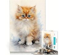 Watercolor Persian Cat Jigsaw for Teenagers 1000 Pieces Mind Boost Fun Clean Cut Sturdy Components Heartwarming Gathering Activity (38x26cm)