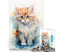 Watercolor Persian Cat Puzzle for Adults 1000 Pieces Memory Play Game Firm Fit Secure Assembly Meaningful Connection Building Game (50x75cm)