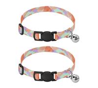 Watercolor Petals Mint Adjustable Pet Collar, 2 Pack Cat Bell Collar