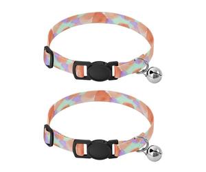 Watercolor Petals Mint Adjustable Pet Collar, 2 Pack Cat Bell Collar