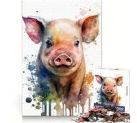 Watercolor Pig Portrait Jigsaw Puzzles 1000 Piece for Adults Intellectual Fun Calm Distraction Sharp Cut Thoughtful Gift (38x52cm)