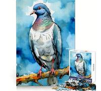 Watercolor Pigeon 1000 Piece Jigsaws for Adults Puzzle Memory Power Serene Activity Seamless Fit Holiday Present (38x26cm)