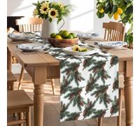 Watercolor Pine Cone Leaf Table Runner 120 Inches Long, Christmas Winter Botanical Washable Table Runners Heat-Insulation Kitchen Dining Table Decorations for Home Party Decor 13x120in