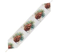 Watercolor Pine Cone Table Runner for Dining Table, Short Plush Runners Washable & Durable Tablerunner Modern Home Decor for Wedding, Kitchen, Holiday 178*33cm
