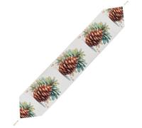 Watercolor Pine Cone Table Runner for Dining Table, Short Plush Runners Washable & Durable Tablerunner Modern Home Decor for Wedding, Kitchen, Holiday 200*33cm
