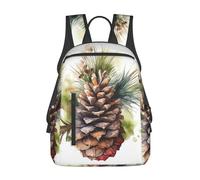Watercolor Pine Cone Travel Backpack Work Business Backpack Purse 14 Inch L