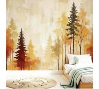 Watercolor Pine Forest Wallpaper for Bedroom 100 × 70 cm Woodland Tree Wall Mural Large Panoramic Non Woven Wall Covering for Living Room Artistic Landscape Walls Decoration Woodland 100 × 70 Cm (