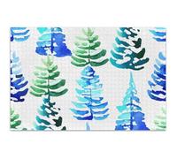 Watercolor Pine Trees Blue Green Jigsaw Puzzles for Adults 1000 Pieces Funny Game Puzzle Gifts Cool Puzzle for Adults Scenery Floral Art, 29.5x19.7 Inch