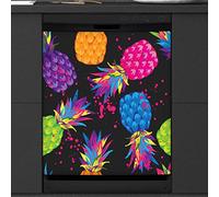 Watercolor Pineapple Dishwasher Magnetic Cover Kitchen Decor Tropical Fruit Front Dishwasher Refrigerator Magnetic Cover Sticker Appliance Decorative Cover 23 x 26 Inches