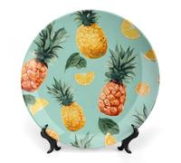 Watercolor Pineapples Orange Fruit Bone China Decorative Plates Wall Table Crafts Display Decor for Home Office