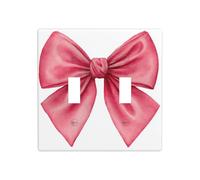 Watercolor Pink Coquette Bow Double Gang Toggle Light Cover Wall Plate Switch Decor Standard Size - 11.4x11.4cm