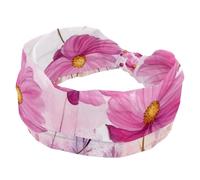 Watercolor Pink Cosmos Flowers Floral Stretchy Headbands for Women, Non-Slip Hair Bands Fashion Sports Turban for Yoga Workout Daily Use