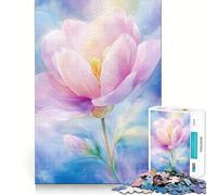Watercolor Pink Flower Adults 1000 Piece Jigsaw Puzzle Memory Fun Game Clean Cut Sturdy Components Unique Gift for Stress Relief (38x26cm)