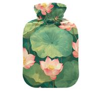 Watercolor Pink Flower Flower hot-Water Bottle with Soft Cover, 1L Warm Compress for Neck Shoulder Warmer, Hot and Cold Therapies, Bolsa Caliente para Dolores Menstrual