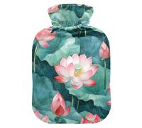Watercolor Pink Flower Flowers Cute hot Water Bottle with Soft Cover, 2L hot compresses for The Body for Tummy Warmer, Neck and Shoulder Pain Relief, Bolsa Caliente para Dolores Menstrual