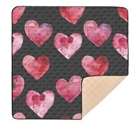 Watercolor Pink Hearts Prints Pattern Baby Play Mat for Floor, 127x127 CM Playpen Mat,Thicken Soft Non-Slip Tummy Time Mat for Toddlers and Infants