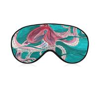 Watercolor Pink Octopus Sleep Mask Oil Painting Sea Animal Blindfold for Sleeping Elastic Blackout Eye Mask Cover for Full Night's Sleep Travel and Nap
