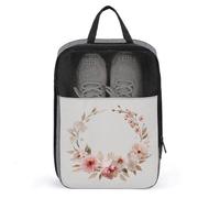 Watercolor Pink Peonies Wreath Shoe Bag for Travel Daily Use Anti-dust Storage Carrier Golf Shoe Pouch