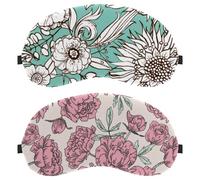 Watercolor Pink Peony Flowers Plants 2-Pack Light-Blocking Soft Breathable Sleep Mask Eye Patch Eye Cover