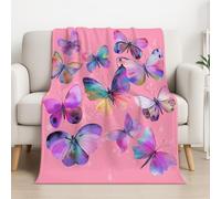 Watercolor Pink Purple Blanket Gifts for Adults Boys Dreamy Vibrant Butterfly Microfiber Throw Blankets Soft Comfy Lightweight for Home Decor Couch Bed Sofa 32in × 59in (80cm × 150cm)