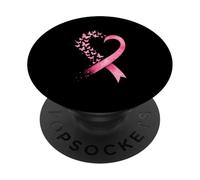 Watercolor Pink Ribbon Butterflies Breast Cancer Awareness PopSockets Adhesive PopGrip