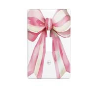 Watercolor Pink White Stripes Ribbon Bow Light Switch Cover Decorative Single Toggle 1 Gang Wall Plate for Kitchen Farmhouse Bedroom Bathroom Art Decor