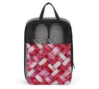 Watercolor Pink Woven Fabric with Braided Textures Shoe Bag for Travel Daily Use Anti-dust Storage Carrier Golf Shoe Pouch