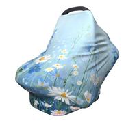 Watercolor Plant Nursing Cover 360° Full Coverage Daisy Stretch Scarf for Breastfeeding and Car Seat Cover Fit for Most Pushchairs and Prams
