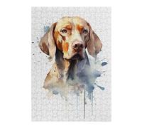 Watercolor Plott Dog Themed Wooden Jigsaw Puzzle for Adults, 300 PCS