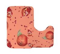 Watercolor Pomegranate Bath Mat Set of 2 Bath Rug Square Bathroom Mat Non Slip U-Shape Toilet Rug Absorbent Washable Rugs for Living Room Quick Dry Home Essentials Bathroom Decorations