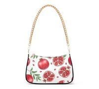 Watercolor Pomegranate Fruits Floral Shoulder Bag for Women Small Hobo Purse Trendy Designer Handbag Zipper Closure
