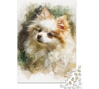 Watercolor Pomeranian Art Print Jigsaw Puzzles Puzzle for Adults Kids. 1000 Pieces Impossible Challenge Toy Educational Game Home Decoration for Educational Games Gifts 70x50cm/1000pcs