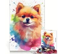 Watercolor Pomeranian Dog 1000 Piece Jigsaw Puzzles for Adults Jigsaw Memory Strength Pleasant Downtime Fine Cut Meaningful Gift (38x26cm)