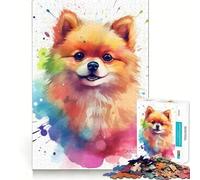 Watercolor Pomeranian Dog Jigsaw Puzzles for Adults 1000 Mind Boost Game Uniform Size Precise Pieces Travel-friendly Brain Game Gift (50x75cm)