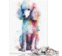Watercolor Poodle Painting Puzzles 500 Pieces Wooden Puzzles for Adults & Teenager Learning Educational Toys 500pcs (52x38cm)