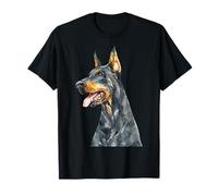 Watercolor Portrait Doberman Pinscher For Dog Owners T-Shirt