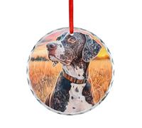 Watercolor Portrait of Dog Christmas Hanging Ornaments Crystal Glass Round Pendant Gifts for Xmas Trees Home Offices