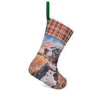 Watercolor Portrait of Dog Sequin Christmas Stocking Xmas Hanging Stockings for Fireplace Tree Holiday Party Decorations