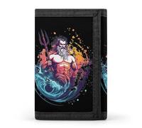 Watercolor Posei-Don Funny Trifold Wallet RFID Blocking Front Pocket Wallets with ID Window Gifts for Men Women