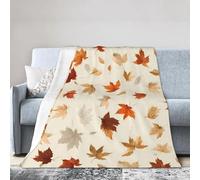 Watercolor Pumpkin Throw Blanket 127 x 152 CM Fall Maple Leaf Fleece Blankets for Couch Bed Picnic Soft Cozy Lightweight All Season Use