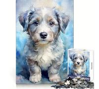 Watercolor Puppy Portrait 1000 Piece Jigsaw Puzzles for Adults Jigsaw Memory Strength Pleasant Downtime Fine Cut Meaningful Gift (50x75cm)