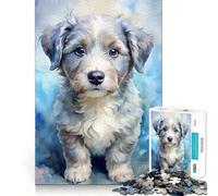 Watercolor Puppy Portrait Jigsaw for Adults 1000 Pieces Brain Memory Game Laser Cut for Flawless Fit Unique Gift for Stress Relief (38x52cm)