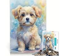 Watercolor Puppy Portrait Jigsaw for Adults 1000 Pieces Brain Memory Game Laser Cut for Flawless Fit Unique Gift for Stress Relief (38x52cm)
