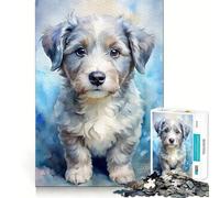 Watercolor Puppy Portrait Jigsaw Puzzle 1000 Recall Fun Play Advanced Laser Cutting Tech Holiday Indoor Entertainment Toy (50x75cm)
