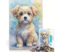 Watercolor Puppy Portrait Jigsaw Puzzle 1000 Recall Fun Play Advanced Laser Cutting Tech Holiday Indoor Entertainment Toy (50x75cm)