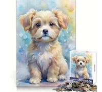 Watercolor Puppy Portrait Jigsaw Puzzles for Adults 1000 Pieces Logical Skill Restful Activity Precise Join Holiday Present (50x75cm)