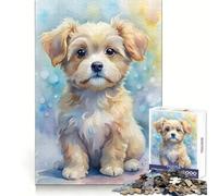 Watercolor Puppy Portrait Teenagers 1000 Piece Jigsaw Puzzle Reasoning Skill Stress Relief Fun Sharp Cut Best Gift (38x52cm)