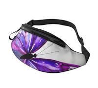Watercolor Purple Butterfly Fanny Pack for Men Women Crossbody Waist Bag Waterproof Sports Belt Bag Outdoor Hip Pack