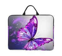 Watercolor Purple Butterfly Laptop Case 14 Inch Laptop Sleeve Computer Carrying Bag Shockproof Protective Notebook Case Portable Laptop Bag Waterproof Briefcase Bag for Men Women