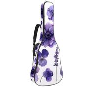 Watercolor Purple Lilac Lavender Flowers Padded Guitar Bag, Protective Acoustic Guitar Cover Gig Bag for Electric Bass Classical Guitar